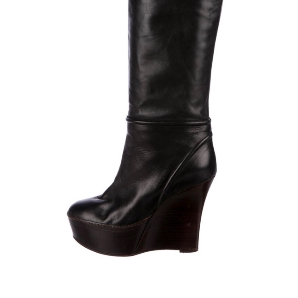 Marni Black Leather Wedge Boots